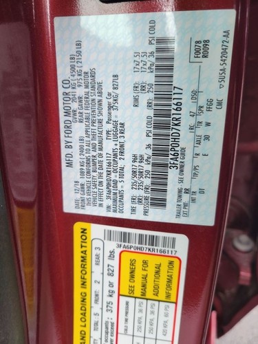 2018-2021 FORD FUSION REAR QUARTER PRESSURE VENT OEM AG13-B280B63-AC - Picture 5 of 12