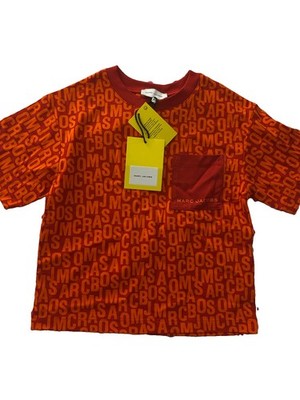 Marc Jacobs Boys Size 12 Red/Orange Logo Graphic Print Crew Neck T-Shirt