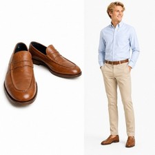 Cole Haan Penny Loafer Mens 9 Brown C25070 Grand.OS Leather Dress Shoes Moc Toe