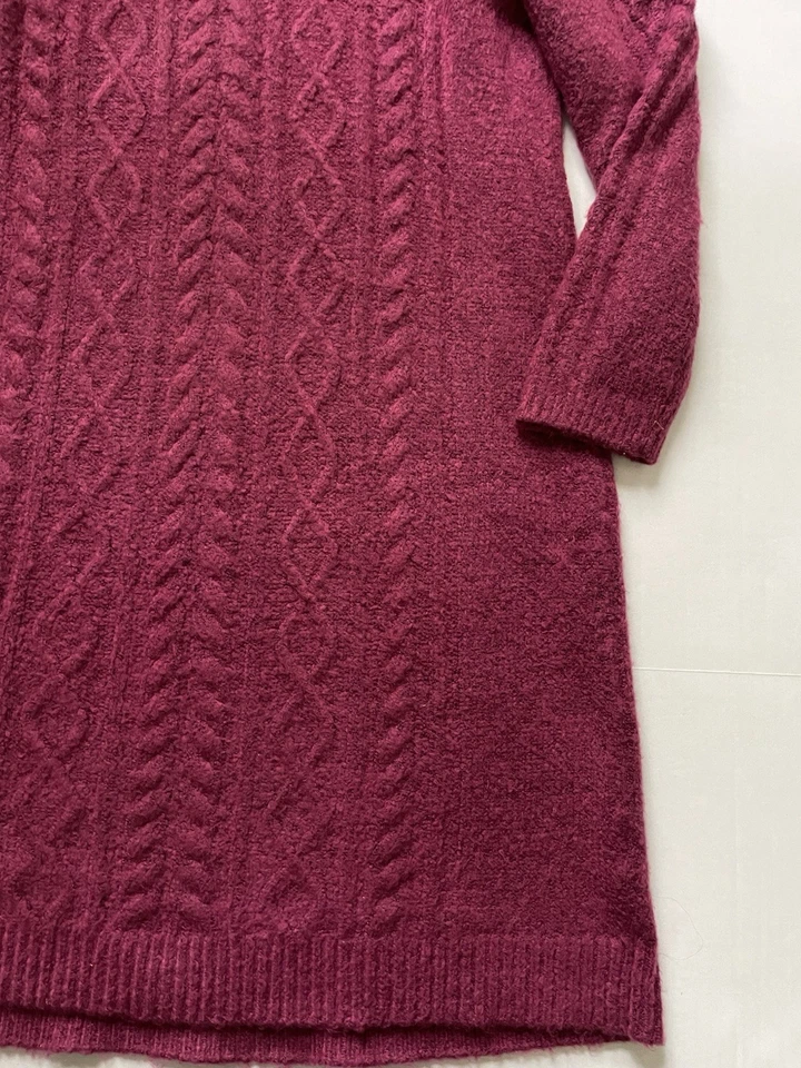Talbots Sweater Dress Womens L Pink Cable Knit Boucle Cowl Neck Soft Stretch - Image 2 of 4