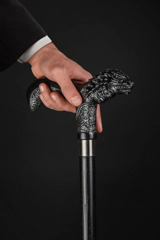 Bastón de madera tallado a mano dragón para hombres mujeres bastón todos los días nosotros para caminar Foto 3 de 4