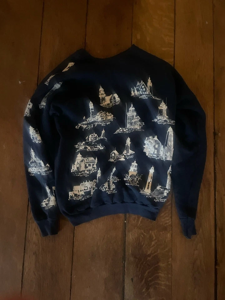 Vintage Fruit Of The Loom Lighthouses Sweater XL - Image 2 of 3