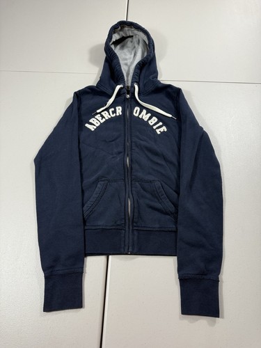 VTG Abercrombie Hoodie Womens M Grunge Emo Y2K Goth Surf Skate Zip Crop Fit Logo - Afbeelding 1 van 7