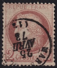 FRANCE 1871, Y&T #51 - CERES - USED - OBL. CAD - CREASE