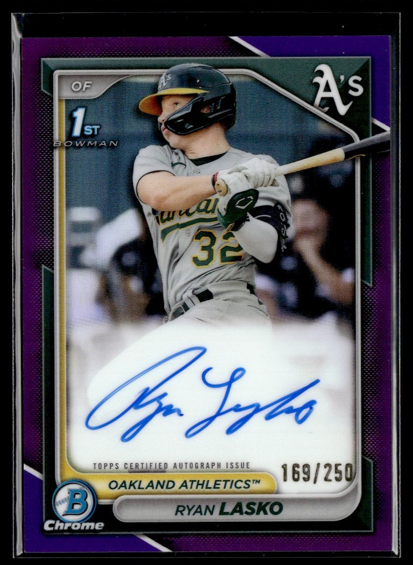 2024 Bowman Chrome 1st Purple Refractor Ryan Lasko Auto /250 Oakland Athletics