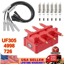 UF305 Ignition Coil + 6X Spark Plugs + Wires for 2007-2011 Jeep Wrangler V6 3.8L