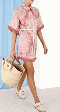 ZIMMERMANN Pattie Fringed Linen Mini Dress Size 1 Aus 10 US 6