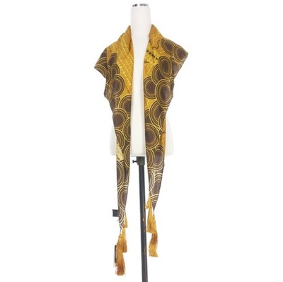 DSQUARED2 Silk Tassel Scarf 180cm (70.9in) Yellow/Brown Unisex New