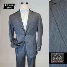 New Jos A Bank Signature 43-44R 36x32 Gray Tonal Stripe Superfine Wool Suit