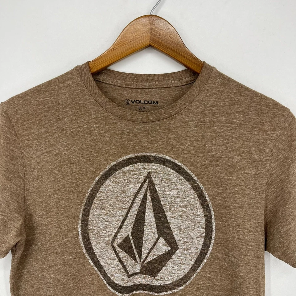 Volcom T-Shirt Men's Size S Brown Stone Logo Crew Neck Cotton Blend - Image 2 of 4