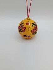 Yellow Tone Vintage Pierre Deux Country French Hand-Painted Christmas Ornament