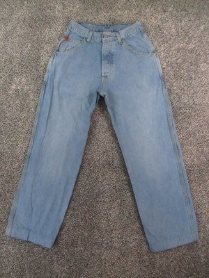 Vintage Triple XXX Dungarees Jeans Mens 28 Blue ButtonFly Lucky