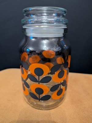 Orla Kiely Limited Edition Douwe Egberts Glas Kaffeedose Orange Blumenmuster