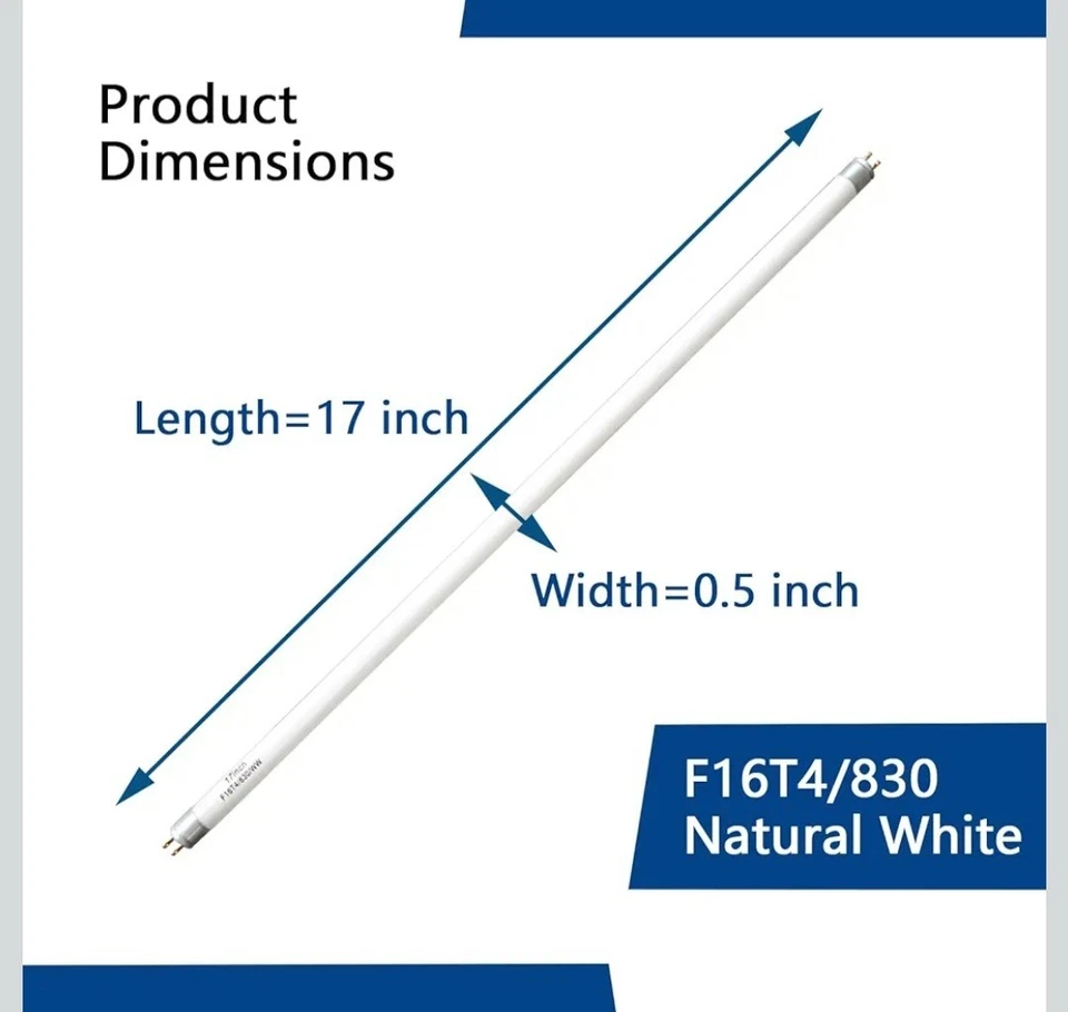F16T4 17 Inch Fluorescent Light Bulb 16W for Furnlite FC 952, T4 16 White - Image 3 of 4