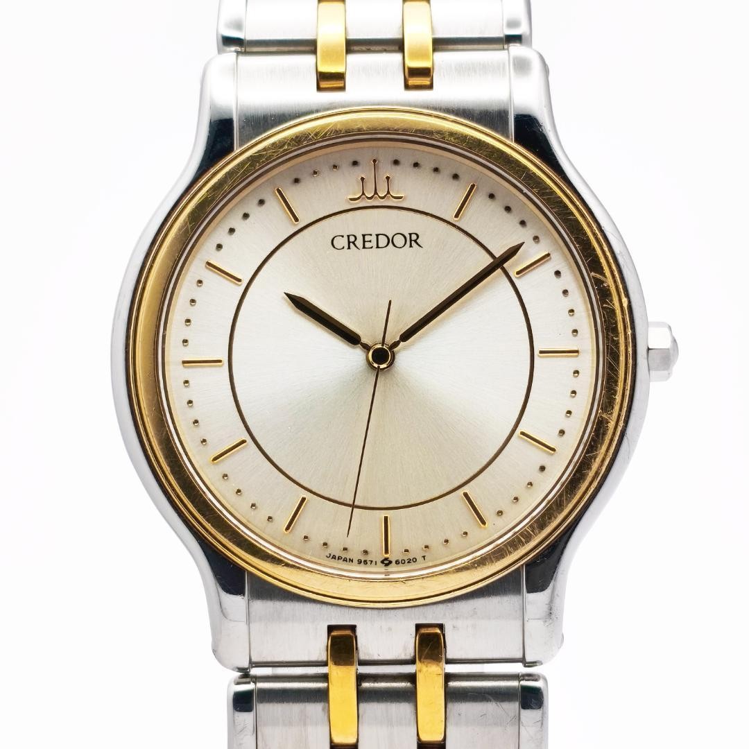 SEIKO CREDOR 18KT 稼動品　クウォーツ　9571-6020 SEIKO CREDOR 9571-6020 Quartz 18KT Gold Steel Silver … - Gem