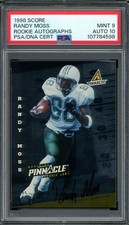 1998 Score Pinnacle Randy Moss RC Rookie Signed AUTO /500 NM+ PSA 9 Auto 10