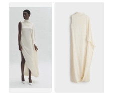 Stella McCartney x H&M sz L Cream Satin Cape slit dress maxi Designer limited