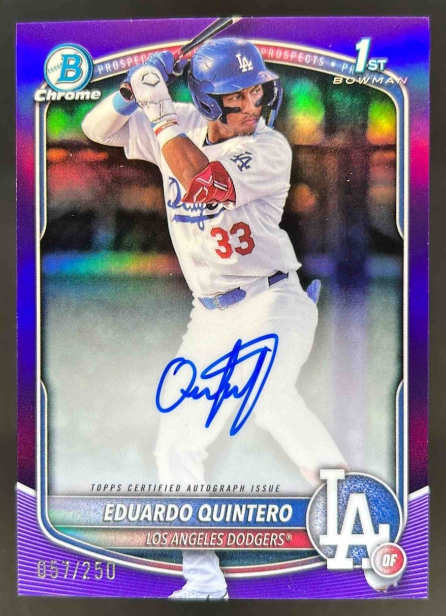 2025 Bowman Eduardo Quintero Chrome Auto Purple Refractor 1st #/250 Dodgers