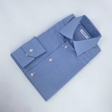 Eton Dress Shirt Mens XL 17 - 43 Blue Fine Twill Slim Fit Business Button Up