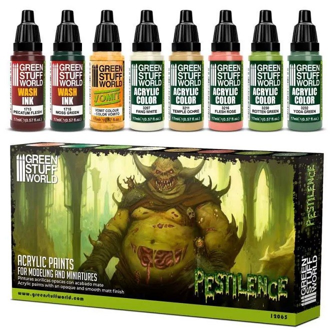 Green Stuff World GSW12065 - Paint Set - Pestilence (8 Pcs) - New