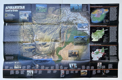AFGHANISTAN AND PAKISTAN WALL MAP National Geographic December 2001