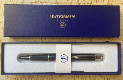 Waterman Kugelschreiber Druckmechanik mit Box   Schwarz/Silber mit Aufdruck