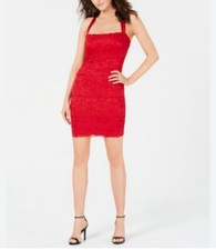 NWT GUESS Renny Lace Body-Con Dress Red Party fully lined Holiday stretch M #198