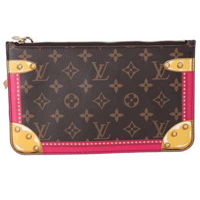 Louis Vuitton Summer Trunk Monogram Neverfull Pouch Wristlet Brown