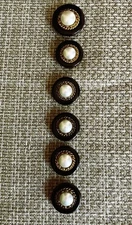 Set of 6 Button Covers Gold Black Faux Pearl Round 1 large1 1/8 in 5 medium 1 in