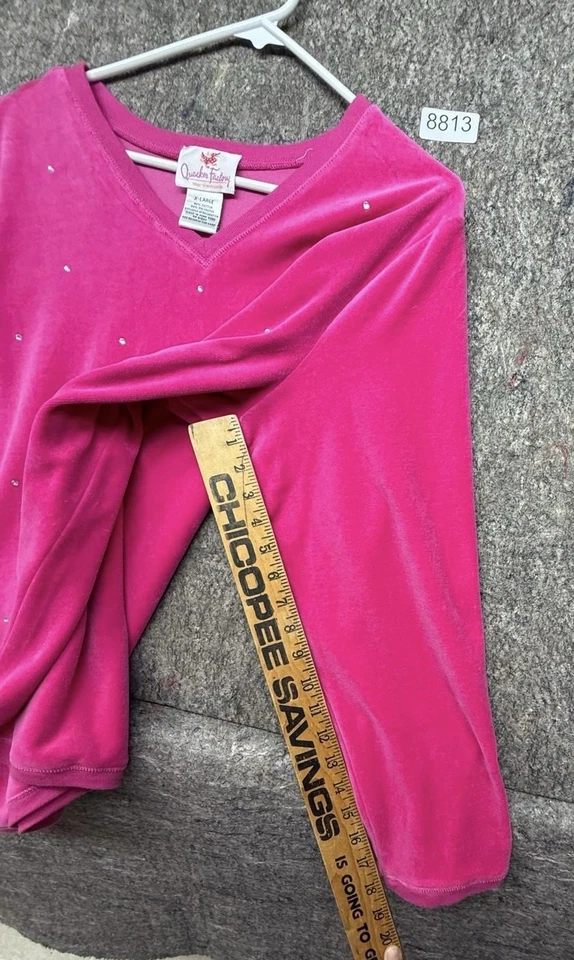 Quacker Factory Women's Sweater Pink Rhinestone Embellishment XL - Image 4 of 4