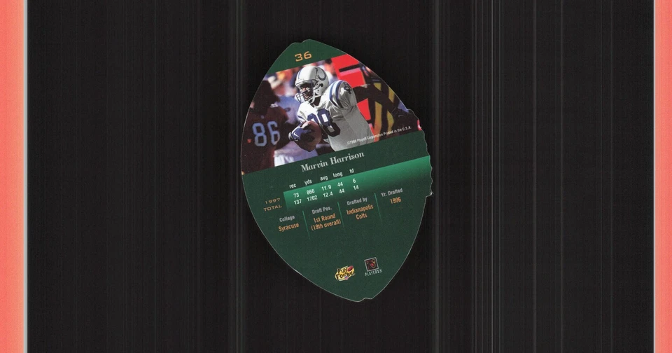 Marvin Harrison, 1998 Playoff Contenders - Leather, #36, Indianapolis Colts, - Image 2 of 2