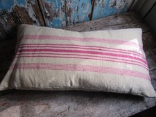 Vintage Handmade Whitney Blanket Pink & Cream Striped Wool Feather Fill Cushion