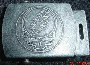 VINTAGE 70's GRATEFUL DEAD SILVER BELT BUCKLE skull art Original Steal Your Face
