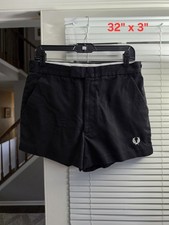 Vintage Fred Perry Shorts Mens Short Length Tennis 32" x 3" Black 80's