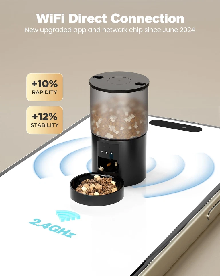 Distributore Automatico Cibo Gatti Cani WiFi Dosatore Crocchette per Animali - Immagine 2 di 4