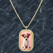 New Cute Dog Puppy Pendant Necklace Graphic Design Classy Gold Tone Pure
