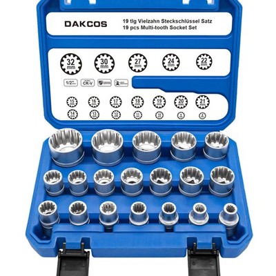 Vielzahn Stecknuss Set 19tlg 8-32mm 1/2 Antrieb für 6/12 Kant E-Profil