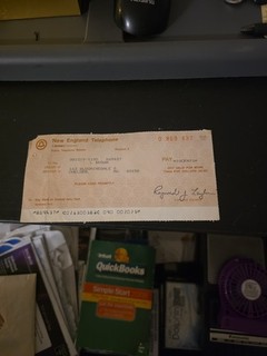 Vintage Yet Ironic 10cent Check New England Telephone Company