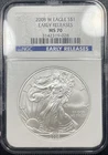 2008 W American Silver Eagle $1 NGC MS70 Early Releases Blue Label