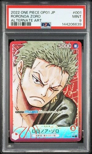 One Piece Japanese Roronoa Zoro OP01-001 Romance Dawn Alternate Art PSA 9