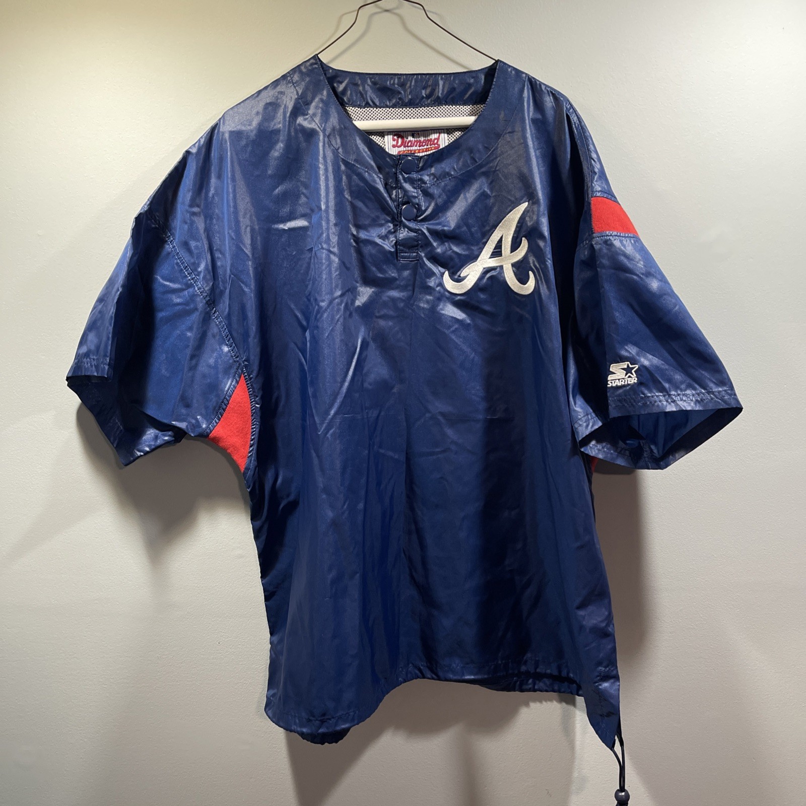 Starter Diamond Collection Atlanta Braves Mens XL VTG 90s Batting Pullover Shirt