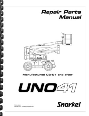 SNORKEL UNO-41 Articulating Boom Lift 02-01 And After REPAIR PARTS MANUAL