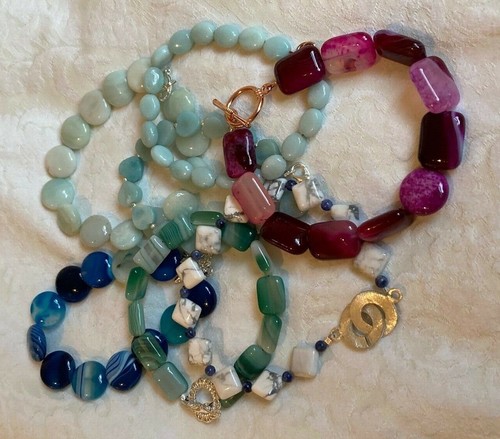 Stone Bead Bracelets for the Larger Wrist: 7.5; 7.75; 8; 8.5" with Plated Clasps - Picture 6 of 44