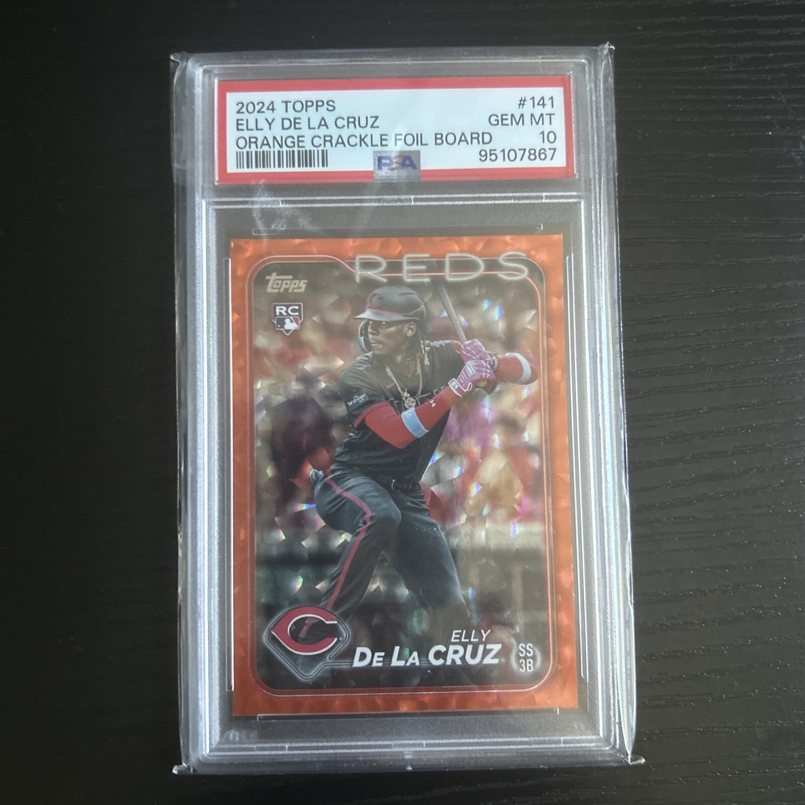 2024 Topps Series 1 - Orange Crackle Foil #141 Elly De La Cruz /299 Psa 10 GEM
