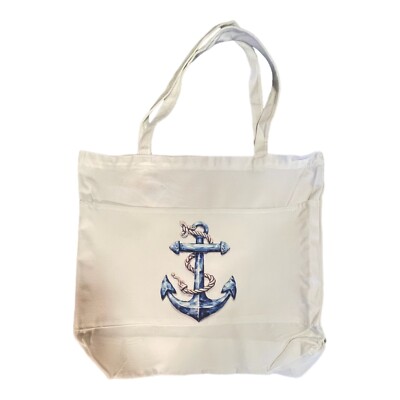 Custom Design Large Tote/Hand Bag W/Front Pockets~Overnight~Vacation~Anchor~Ship