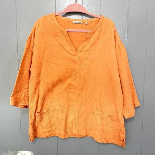 Soft Surroundings Nectarine Orange Araza Gauze Vneck Boho Lagenlook