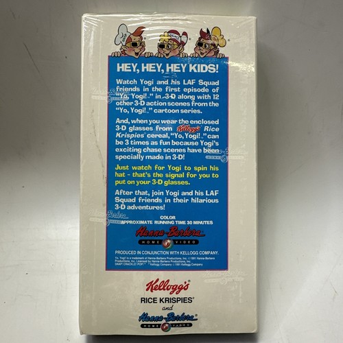 Sealed 1991 Yo Yogi Bear in 3D VHS Kelloggs Rice Krispies Hanna Barbera OOP Rare - Foto 2 di 8