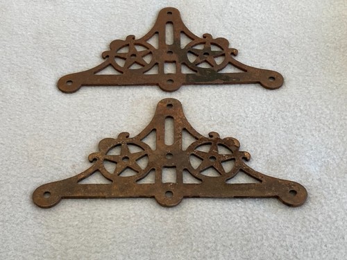 Pair of Antique Cast Iron 7"x4" Victorian Lattice Pieces Architectual Salvage - Picture 13 of 19