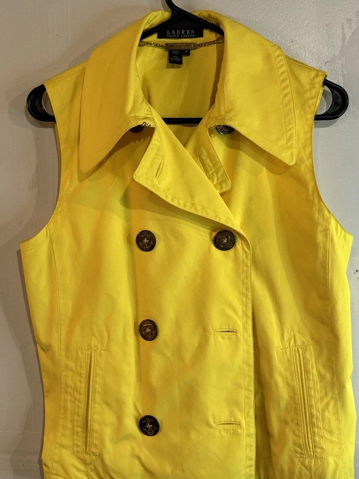 Lauren Ralph Lauren Yellow Vest Size M “with Anchors Buttons” - Image 2 of 4