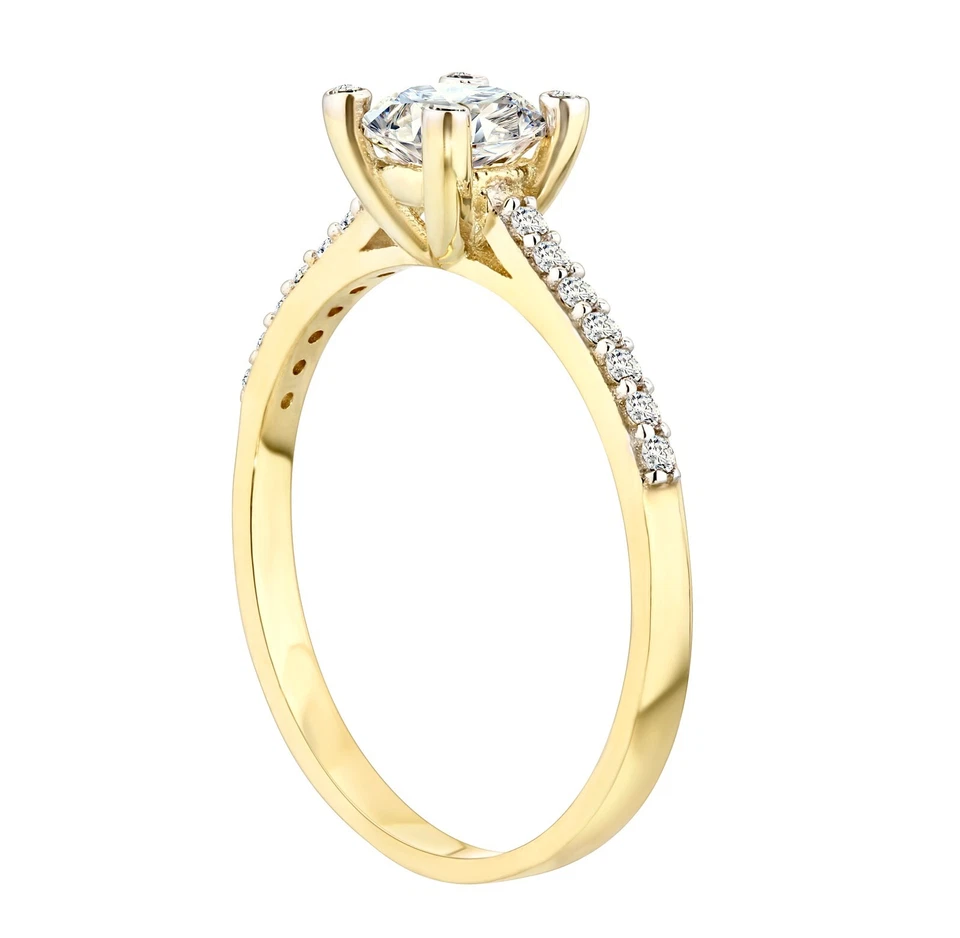 9ct Yellow Gold 1.00ct Simulated Diamond Solitaire Engagement Ring size J - S - Image 3 of 4
